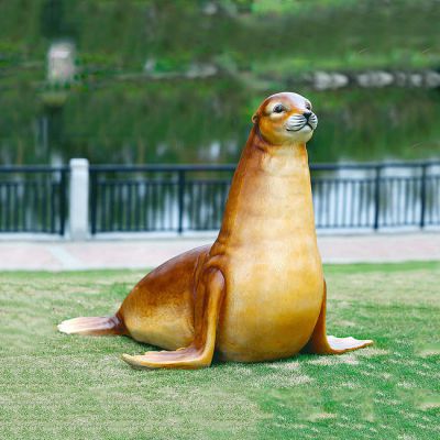 仿真海豹玻璃鋼海洋動物雕塑-園林水景動物擺件