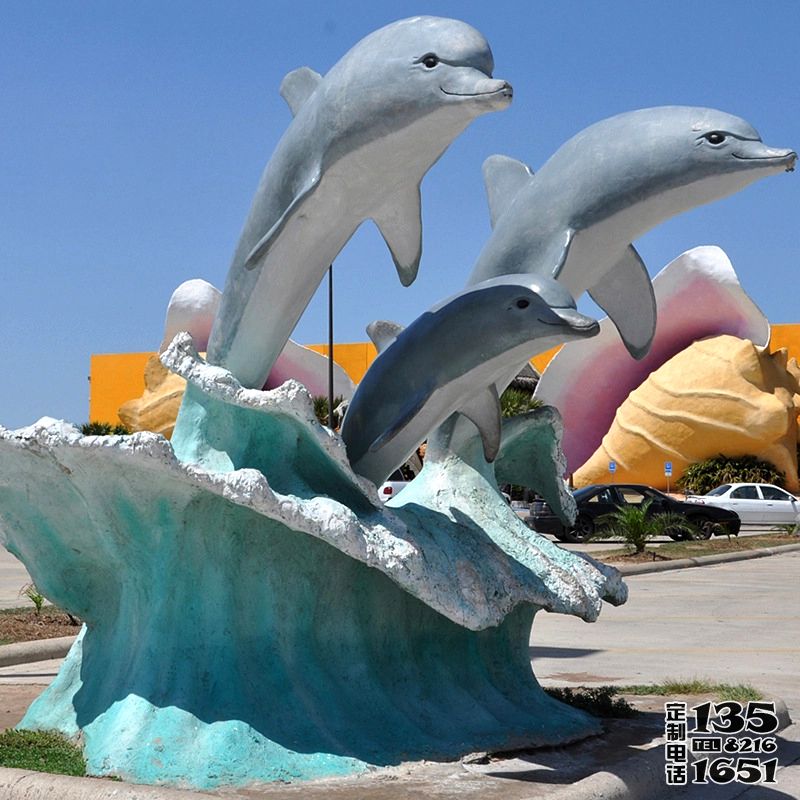 游樂場游泳館玻璃鋼海豚景觀雕塑